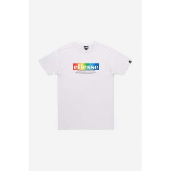 Ellesse tricou din bumbac culoarea alb, cu imprimeu SHR17634-WHITE