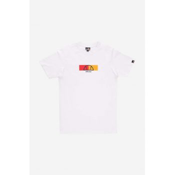 Ellesse tricou din bumbac culoarea alb, cu imprimeu SHR17633-WHITE