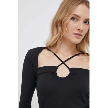 Sisley bluza femei, culoarea negru, neted