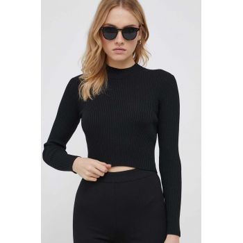 Sisley pulover femei, culoarea negru, light, cu turtleneck
