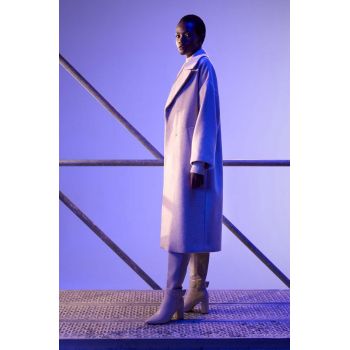 Answear Lab palton de lana culoarea bej, de tranzitie, oversize ieftin