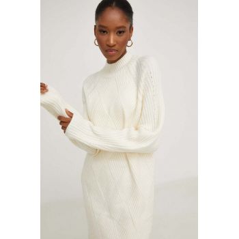 Answear Lab pulover de lana culoarea alb, cu turtleneck