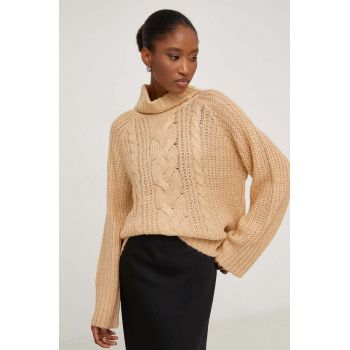 Answear Lab pulover femei, culoarea bej, cu guler