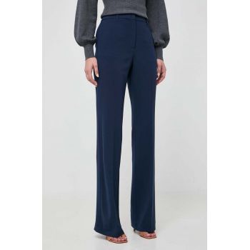 MICHAEL Michael Kors pantaloni femei, culoarea albastru marin, lat, high waist
