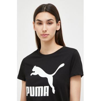 Puma tricou din bumbac culoarea negru