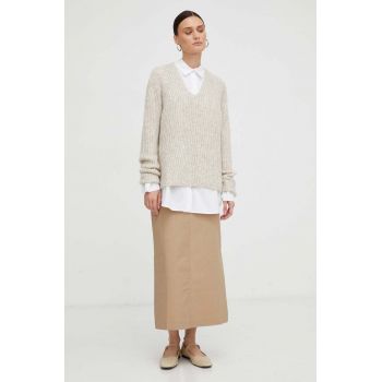 Drykorn pulover de lana femei, culoarea bej