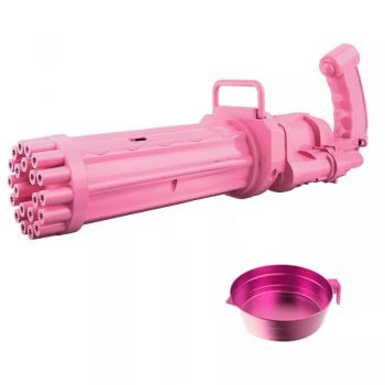 Jucarie Pistol de facut baloane de sapun - Gatling Bubble 21 Holes (CULOARE: roz)