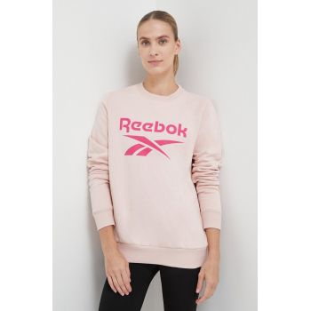 Reebok bluza femei, culoarea roz, cu imprimeu