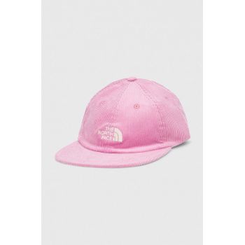 The North Face șapcă de baseball din catifea culoarea roz, cu imprimeu