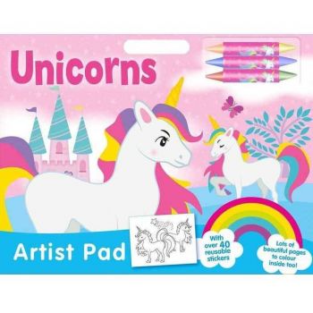 Bloc de Colorat Unicorns Artist Pad cu Stickere