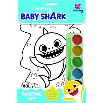 Set Pictura pe Numere cu 8 Imagini 6 Culori Acuarela si 1 Pensula Baby Shark