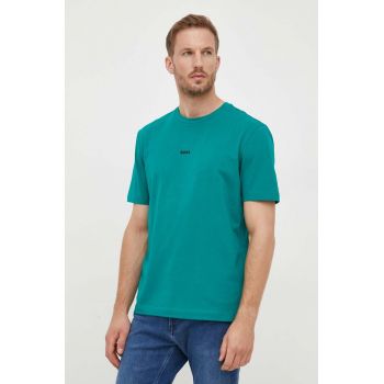 BOSS tricou BOSS ORANGE barbati, culoarea verde, neted, 50473278