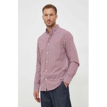 Gant camasa din bumbac barbati, culoarea rosu, cu guler button-down, regular de firma originala