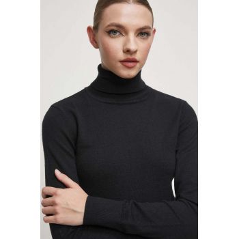 Medicine pulover femei, culoarea negru, light, cu guler