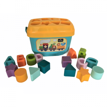 Set jucarii cuburi de construit 16 piese diferite forme si culori 18 luni+ Multicolor