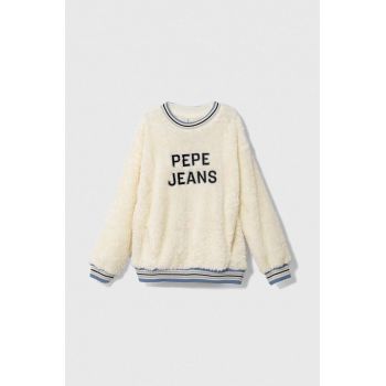 Pepe Jeans bluza copii culoarea bej, cu imprimeu