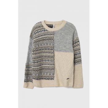 Pepe Jeans pulover pentru copii din amestec de lana culoarea bej, light