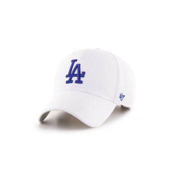 47brand șapcă MLB Los Angeles Dodgers culoarea alb, cu imprimeu B-MVP12WBV-WHC