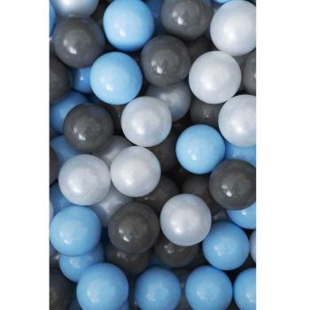 Set 200 Bile din Plastic Colorate 7cm Alb / Albastru / Gri