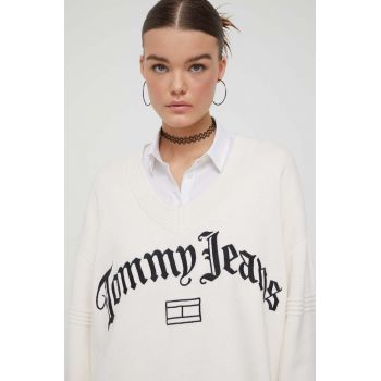 Tommy Jeans pulover femei, culoarea bej DW0DW16530