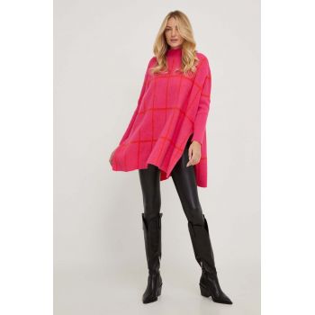 Answear Lab pulover din amestec de lana femei, culoarea roz, cu turtleneck