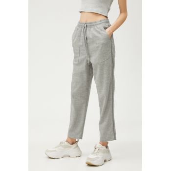 Pantaloni relaxed fit cu talie inalta