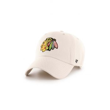 47brand șapcă de baseball din bumbac NHL Chicago Blackhawks culoarea bej, cu imprimeu