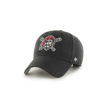 47brand șapcă din amestec de lână MLB Pittsburgh Pirates culoarea negru, cu imprimeu B-MVP20WBV-BKO