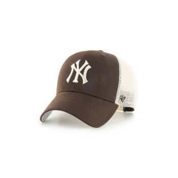47brand șapcă MLB New York Yankees culoarea maro, cu imprimeu B-BRANS17CTP-BWC