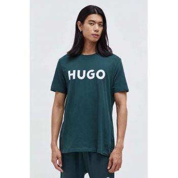 HUGO tricou din bumbac culoarea verde, cu imprimeu 50467556