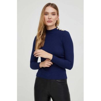 Answear Lab pulover culoarea albastru marin, light, cu turtleneck