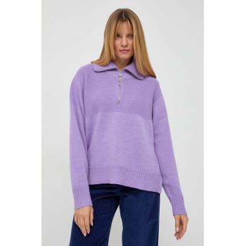 Beatrice B pulover de lana femei, culoarea violet, light, cu turtleneck