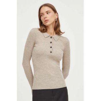 Herskind pulover de lana femei, culoarea bej, light
