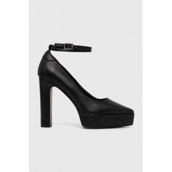 Karl Lagerfeld pantofi de piele SOIREE PLATFORM culoarea negru, cu toc drept, KL31710 de firma originali