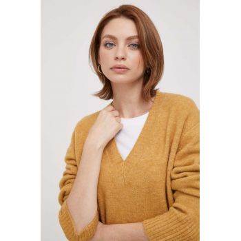 Pepe Jeans pulover din amestec de lana Denisse femei, culoarea galben