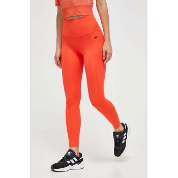 adidas Performance leggins de antrenament Optime Power culoarea portocaliu, neted