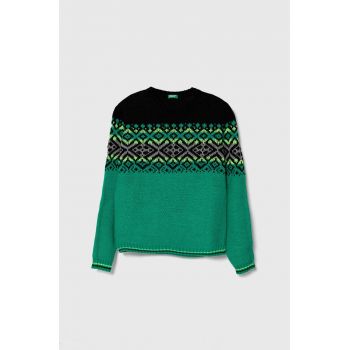 United Colors of Benetton pulover pentru copii din amestec de lana culoarea verde