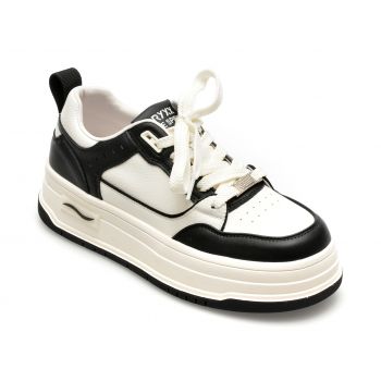Pantofi GRYXX alb-negru, 2357, din piele naturala