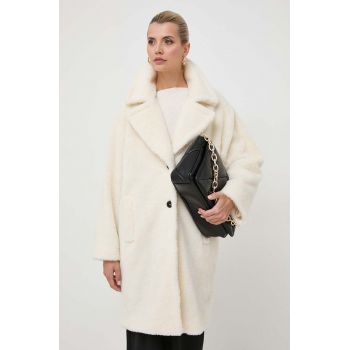 Marella palton din lana culoarea bej, de tranzitie, oversize