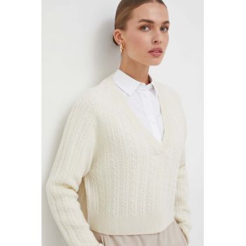 Marella pulover de lana femei, culoarea alb, light