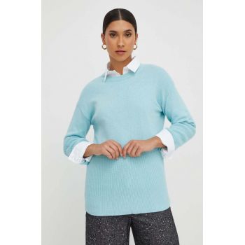 Marella pulover din amestec de lana femei, culoarea turcoaz, light