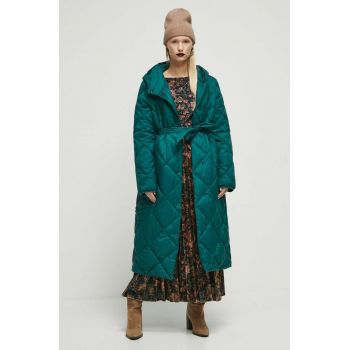 Medicine palton femei, culoarea verde, de iarna de firma original