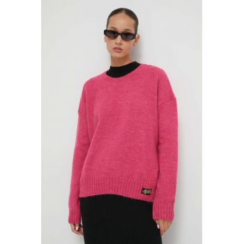 Superdry pulover din amestec de lana femei, culoarea roz, light