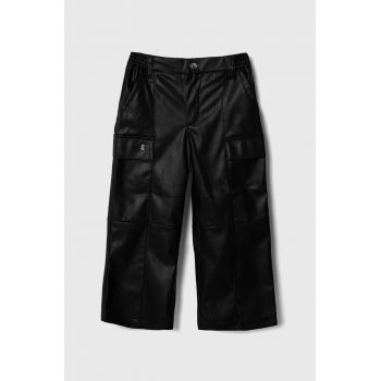Sisley pantaloni copii culoarea negru, neted