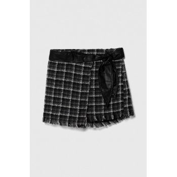 Sisley pantaloni scurți din amestec de lână pentru copii culoarea gri, modelator, talie reglabila