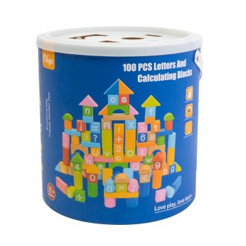 Cuburi Constructie din Lemn - 100 piese Montessori - Nurio