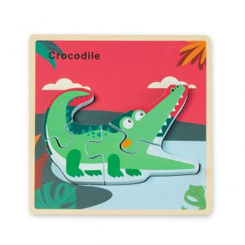 Puzzle 3D din lemn - crocodil Montessori