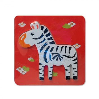 Puzzle mic 3D din lemn - zebra Montessori