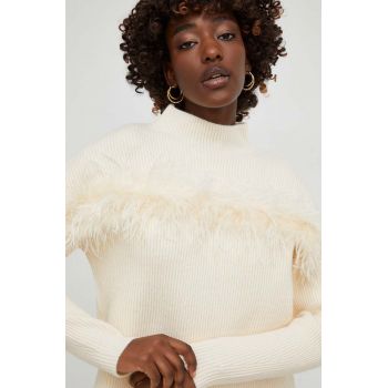 Answear Lab pulover de lana culoarea bej, călduros, cu turtleneck