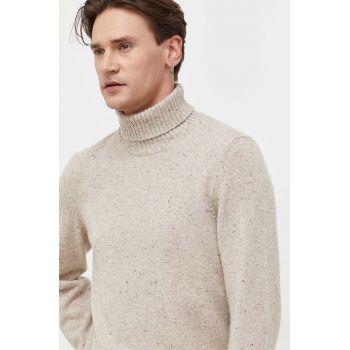 Marc O'Polo pulover de lana barbati, culoarea bej, cu guler